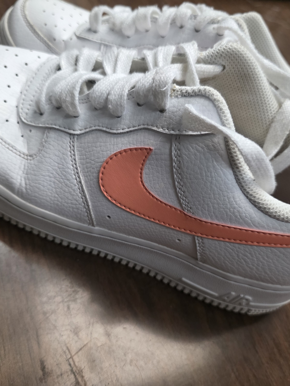 Nike Women's White Sneakers with Coral Swoosh - Picture 6 of 6